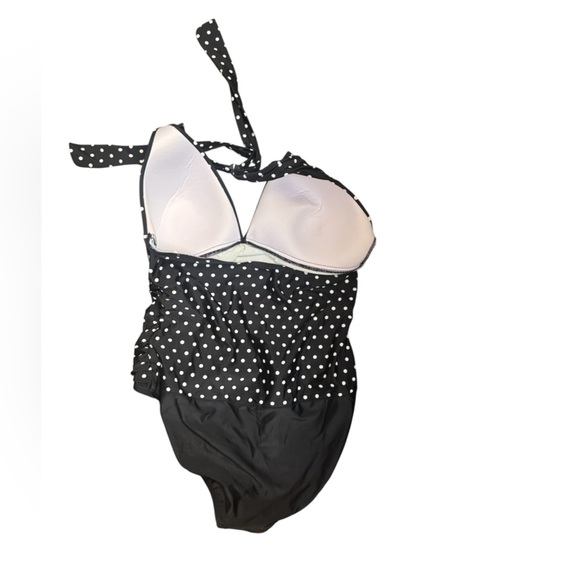 2 BAMBOO Ladies' Swimsuit Black & White Polka Dot Size XXL 14-16 Tummy Control - Picture 8 of 15